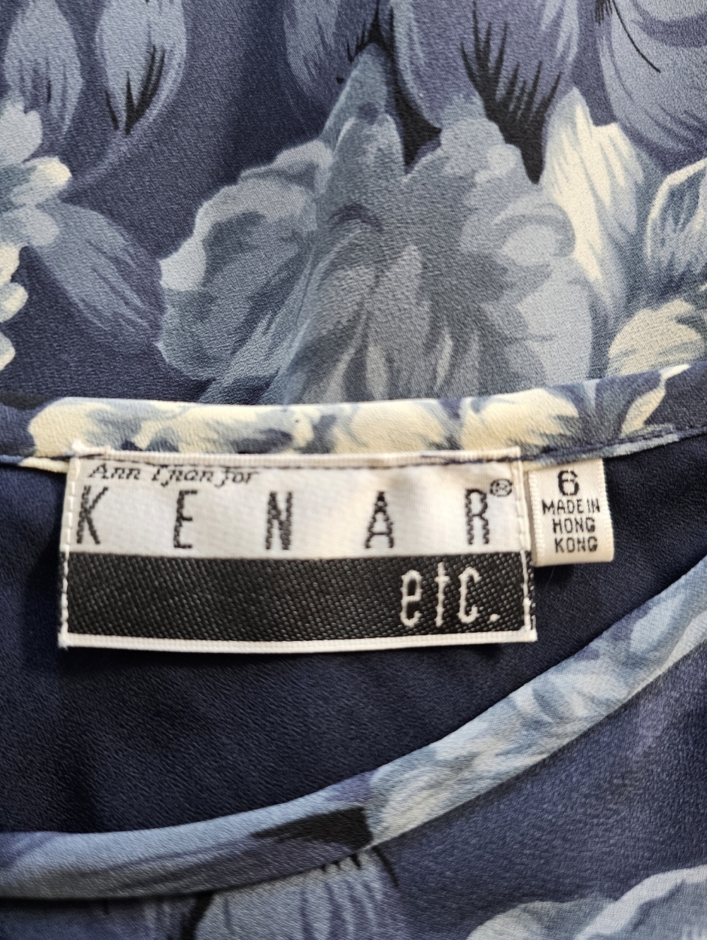 Vintage 90s Ann Tjian Kenar Blue Floral Chiffon Maxi Skirt 2 - Picture 7 of 12